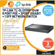 TP-LINK Tplink 8 Port 100M IP Network Rackmount POE Switch 8 POE 2 Gigabit Uplink 1x SFP TL-SL1311MP