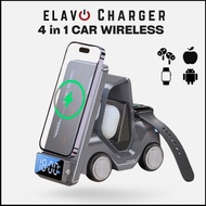 Elavo Charger Portable Car TRAVEL Car ROBOT 3 in 1 Magnet Wireless Charger Station Stand Dock Desk L