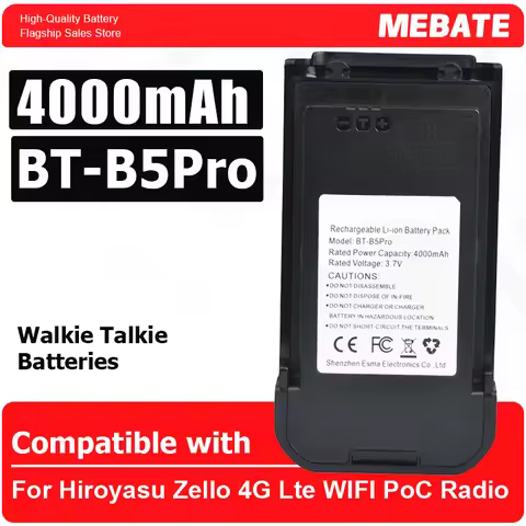 For Hiroyasu Zello 4G Lte WIFI PoC Radio HI-B5Pro Battery Replacement 3.7V 4000mAh BT-B5Pro USB-C Re