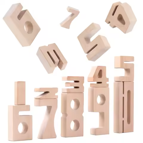 1-10 Wooden Digital Model Blocks Kids Education Numbers Stacking Toys Math Games Big Digital Blocks 