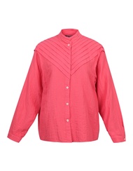 YaccoMaricard AW23 Lady W Gauze+Calico Blouse เสื้อเชิ้ตแขนยาวคอจีน อดตีเกล็ดรูปตัววี 1023759