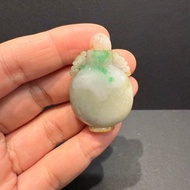 瀚玉珠寶 天然緬甸翡翠 三彩鼻煙壺 黃綠紅三色 福祿壽 緬甸玉擺