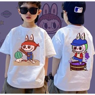 ใหม่ เสื้อยืดเด็ก ลาบูบู้ Labubu Pop Mart Childrens T-shirt โอเวอร์ไซซ์ แฟชั่นสําหรับผู้ชาย และผู้หญิง ไซซ์ 2024