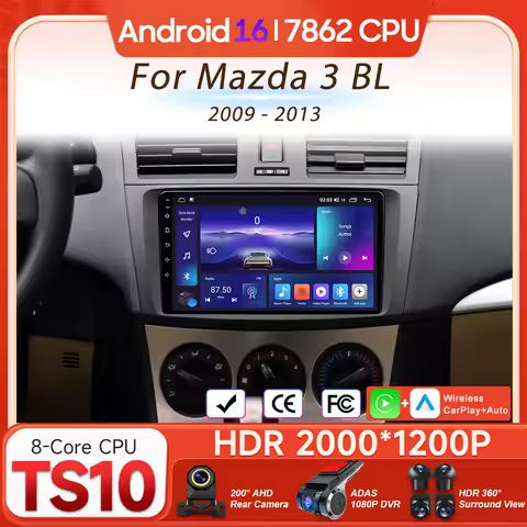 Android 16 Car Multimedia Player For Mazda 3 BL 2009 - 2013 Wireless Carplay Auto Radio Video Stereo