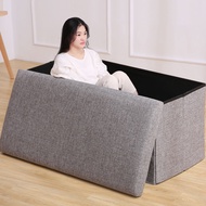 Multifunctional Household Storage Stool Fashion Chair Living Room Ottoman Padded Stools Home Furniture Solid Color Sofa Chair Storage Stool Box Organizer