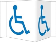 NMC VS8W Visi Sign with Handicapped Symbol, 9" Length x 6" Height, PVC Plastic, Blue on White
