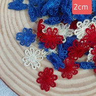 Decorative embroidered flowers, size 2cm (50 flowers)