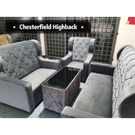 Highback Series Sofa chesterfield (3+2+1Seater +Coffee table(besar)  Diamond Sofa Murah wing chairs