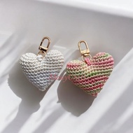 GANTUNGAN [Ready] Crochet Love Keychain Handmade Crochet Keychain Heart Shape Crochet Keychain
