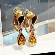 vintage jewelry AVON 古董生日石系列 黃水晶 夾式耳環