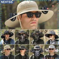 NEXTSS Solar Fan Hat, Wide Brim Anti UV Fisherman Hat, Creative with 2 Solar Fan Breathable Bucket Hat Men