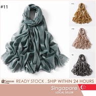 [SG] Muslim Hijab Thin Solid Color Chiffon Scarf Shawl Glitter Viscose Fiber Headscarf