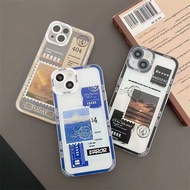Pink Blue Brown Clouds Sunset Label Stamp Phone Case Campatible For iPhone 11 12 13 Pro Max X XS XR XSMAX 7 8 Plus Casing Full Coverage Camera Protection Angel Eye Shockproof Cover