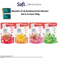 [Bundle of 4] Safi Antibacterial Fruity Shower Gel Pouch 750g | Berry Smoothie Lime Watermelon Passi