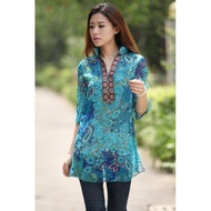 Ready Stock Bohemian Floral Blouse (Blue)