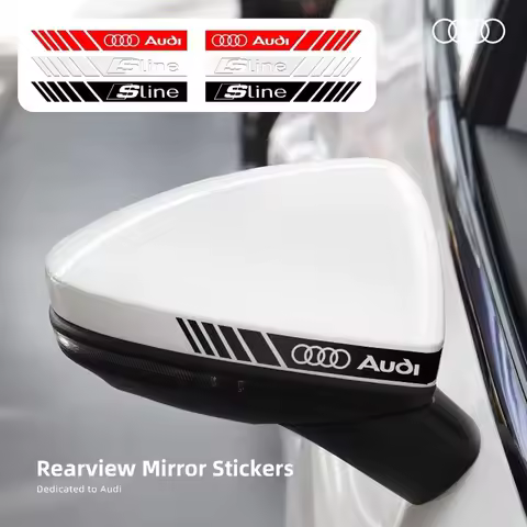 2PCS Car Styling Rearview Mirror Decoration Sticker QUATTRO Emblems for Audi Sline RS A3 A4 B8 8P 8V