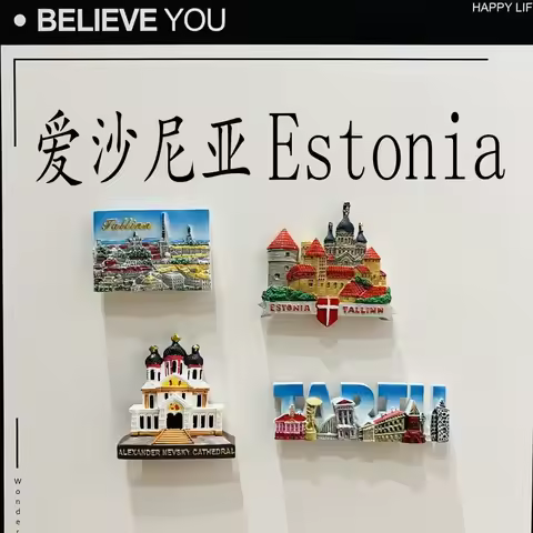 Estonia 3D Fridge Magnets Ornament Souvenir Resin Refrigerator Magnets Sticker Collection Handicraft