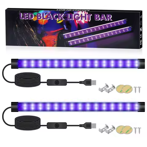 2PCS USB 5V UV Black Light Bar with Switch 10W 30cm Ultraviolet Lamp Tube 365-395nm for Cabinet Shel