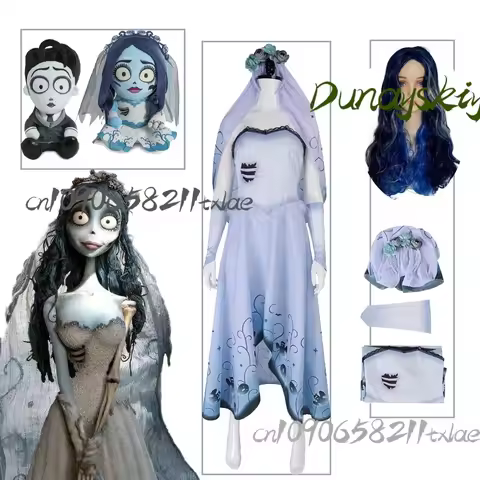 Emily Horror Corpse Cool Cosplay Costumes Wig Accessions Bride Dress Plush Gifts Kawaii Lovely Party