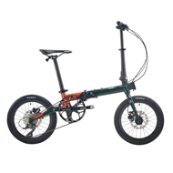 Foldable Bicycle (Bi-Fold) CAMP Lite Plus 16in 9spd - Green-Orange