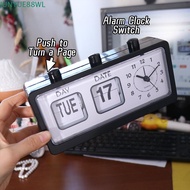 JUNYUE88WL Mechanical Alarm Clock, Vintage Electronic Manual Page-flipping Calendar Clock, Stylish D