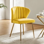 Velvet Dining Chairs, Modern Small Armless Accent Chair With Gold Metal Legs, Living Room Upholstere