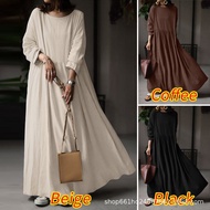 【Plus Size】(50-150kg)Cotton Pakaian Jubah Labuh Moden Saiz Besar Lengan Panjang Wanita Set Baju kuru