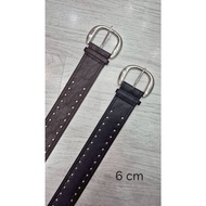 LK508 | Lucky Belt Wide Silver Stud Leather 2.5 6cm) Vintage Style Y2K Waist 28-34