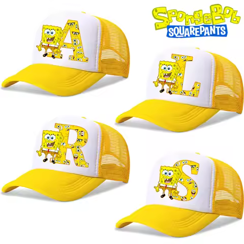 New Spongebob Children Baseball Caps Kawaii Cartoon Letter Printed Hat Kids Casual Sun Hat Adjustabl