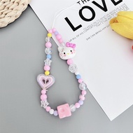 Raimondo Sanrio Hello Kitty Lucu Kartun Ponsel Lanyard Tali Manik-manik Casing Ponsel Tali Gantung G