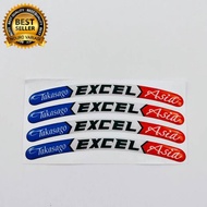 【READY Stock】❏♟✣Embossed Takasago Excel Asia Thailook Rim Cutting Sticker Set for Motorcycle