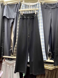 Gray High Waist Elastic Waist Drawstring Casual Long Pants Womens Sport Trousers Autumn Design Sense