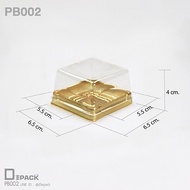 PB001-4 กล่องขนมไหว้พระจันทร์ ฝาพลาสติกใส (แพ็คละ 50 ใบ)/กล่องขนมเปี๊ยะ ฐานสีทอง ทรงเหลี่ยม ทรงโดม/depack