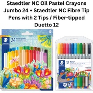 Staedtler NC Oil Pastel Crayons Jumbo 24 + Staedtler NC Fibre Tip Pens with 2 Tips / Fiber-tipped Du