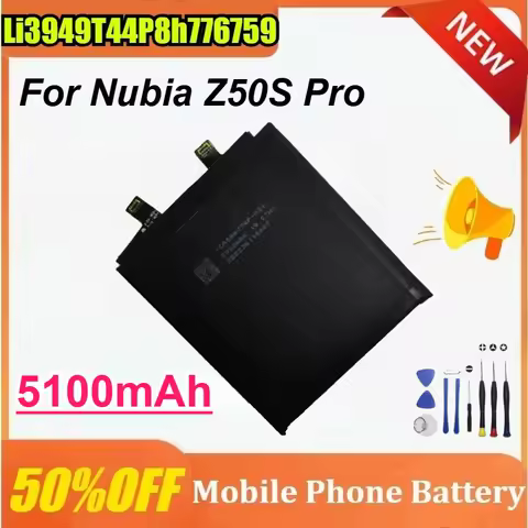 New Li3949T44P8h776759 5100mAh Battery for ZTE Nubia Z50S Pro NX713J Mobile Phone 1ICP6/68/74 Mobile