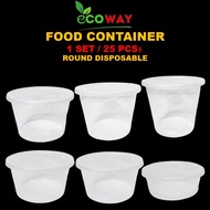 10oz 12oz 16oz 20oz 25oz 30oz Round Container with Lid 25set / Disposable Plastic Bekas / Makanan Bu