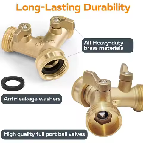 Garden Hose Y Valve Connectors Brass Hose Splitter With Solid Brass Handle Brass Y Valve Water Garde