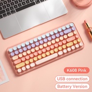 BOW K608 Wireless Keyboard 85 Keys ABS Silent Comfortable Keyboards Cute Round Keycaps Suitable for