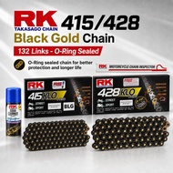 BLACK GOLD ( BLG ) EDITION RK Chain ORING 415/428 -132L KLO Chain Motorcycle Rantai Motor Warna Hita