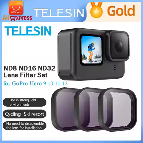 TELESIN GP9 ND8 ND16 ND32 CPL Lens Filter Set Aluminium Alloy Frame for GoPro Hero 9 10 11 12 Black 