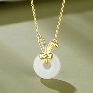 Her Lab Jewelry | สร้อยคอโซ่ไหปลาร้าพรีเมี่ยม Hetian ธรรมชาติหยกสร้อยคอพร้อมจี้แฟชั่น