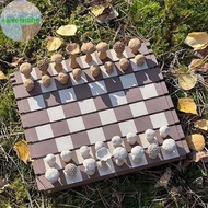 Sweetbabe Forest Chess Set Wooden Chess Board Mushroom Chess Pieces Nature-Themed Chess Creative And