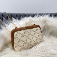 Celine 白老花貝殼包