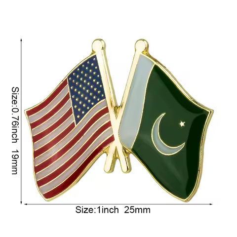 U.S.A.& Pakistan Friendship Flag Metal Lapel Pin Flag Pin Badge