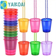 GLENES 5Pcs Bachelorette Party Shot Glasses, Hanging Colorful Shot Glass on Beaded Necklace, Lightwe