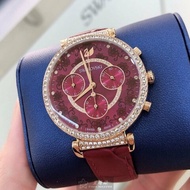 SWAROVSKI手錶,編號SW00038,36mm玫瑰金錶殼,香檳紅錶帶款