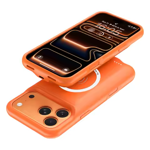 orange Smart Wireless Battery Charger Case for iPhone 17 Pro Max magnetic power bank External Batter
