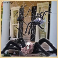 ✨ 75cm Halloween Simulated Skull Spider Giant Black Spider Decor Haunted House Prop Indoor Outdoor D