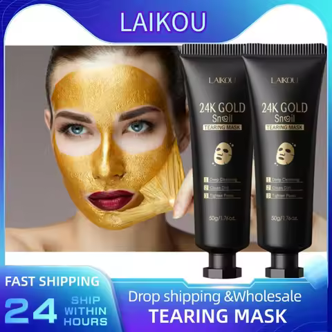 1/2/3pcs LAIKOU 24K Gold Snail Collagen Peel Off Tearing Face Mask Deep Cleansing Remove Blackhead F