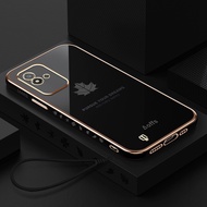 เคสสไตล์ใบเมเปิล OPPO Realme Narzo 50i ดีไซน์ใหม่ทรงสี่เหลี่ยมฝาครอบชุบเคสนิ่มใส่โทรศัพท์